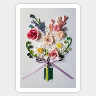 Printed Paper Quilling Art.  flower bouquet card.Any Occasion. Anniversary. Birthday. Wedding. Mother&amp;amp;#39;s day gift. Love card Sticker